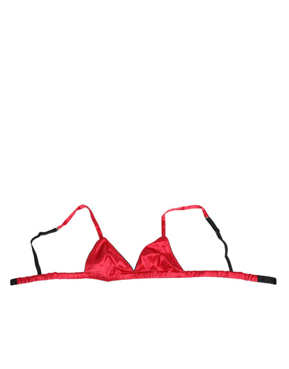 Sujetador de copa blanda de triángulo en satén de seda rojo de Dolce & Gabbana Ropa interior