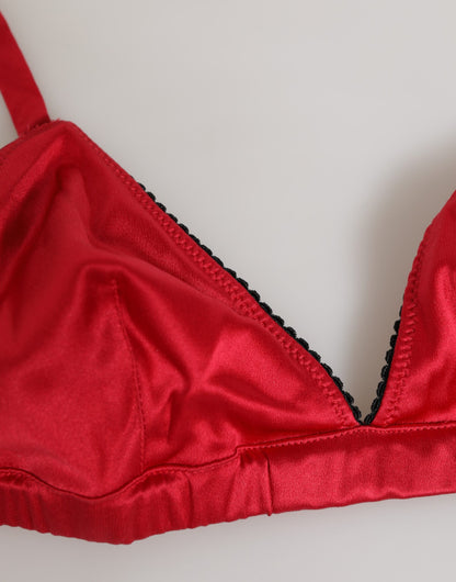 Sujetador de copa blanda de triángulo en satén de seda rojo de Dolce & Gabbana Ropa interior