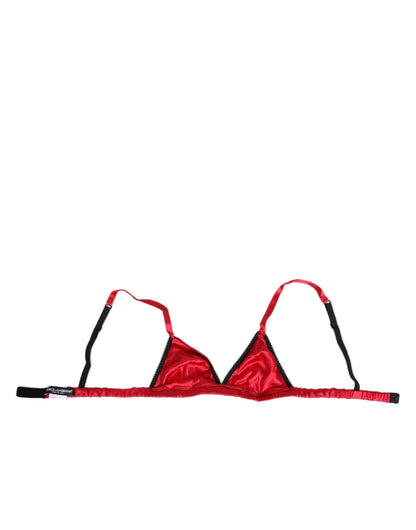 Sujetador de copa blanda de triángulo en satén de seda rojo de Dolce & Gabbana Ropa interior