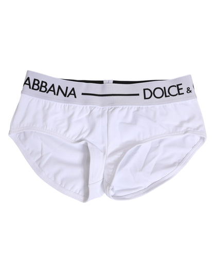 Ropa interior Dolce & Gabbana, shorts de nailon blanco con logotipo en la cintura