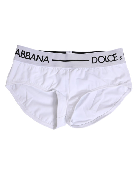 Ropa interior Dolce & Gabbana, shorts de nailon blanco con logotipo en la cintura