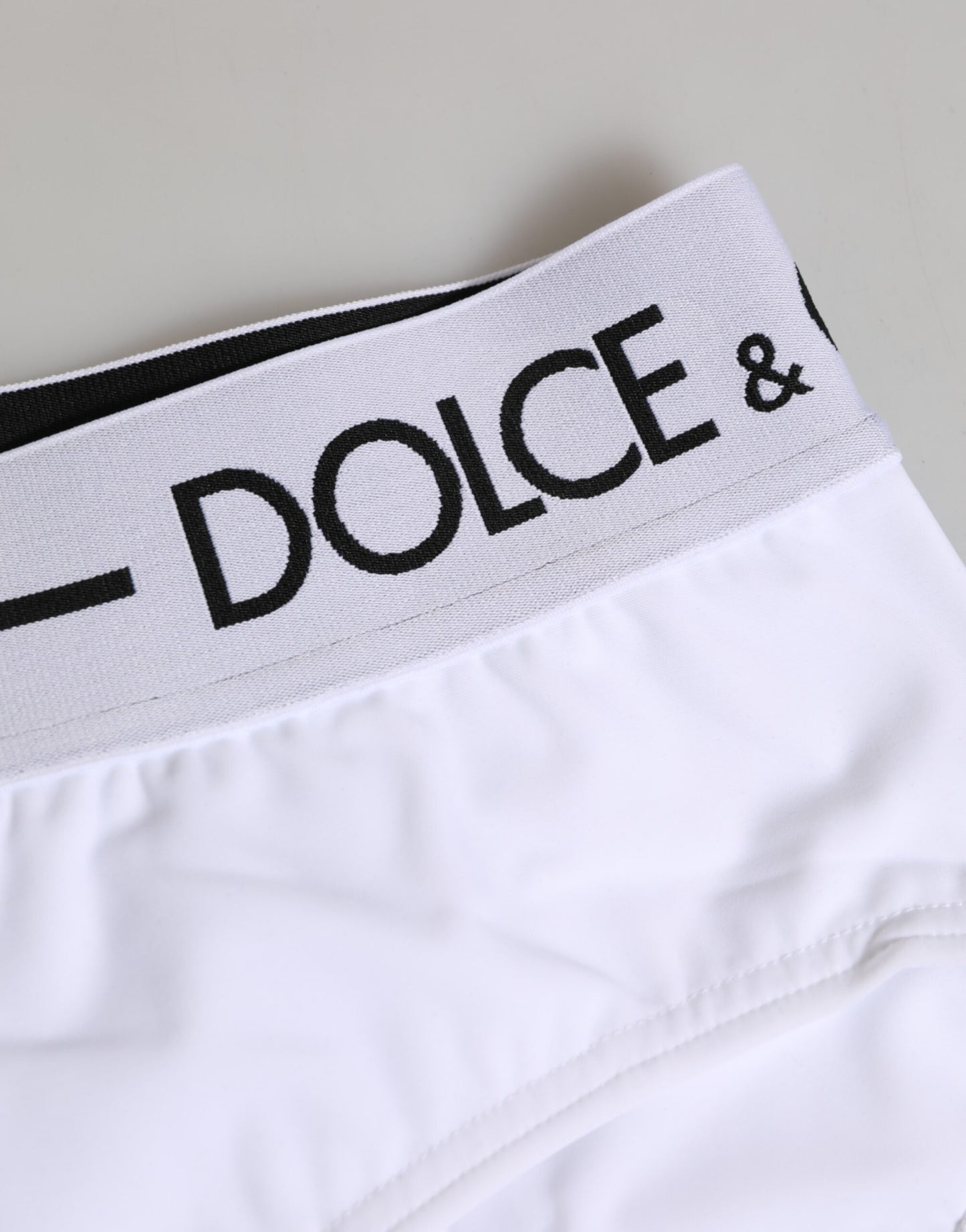 Ropa interior Dolce & Gabbana, shorts de nailon blanco con logotipo en la cintura
