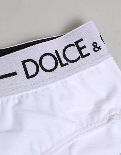 Ropa interior Dolce & Gabbana, shorts de nailon blanco con logotipo en la cintura