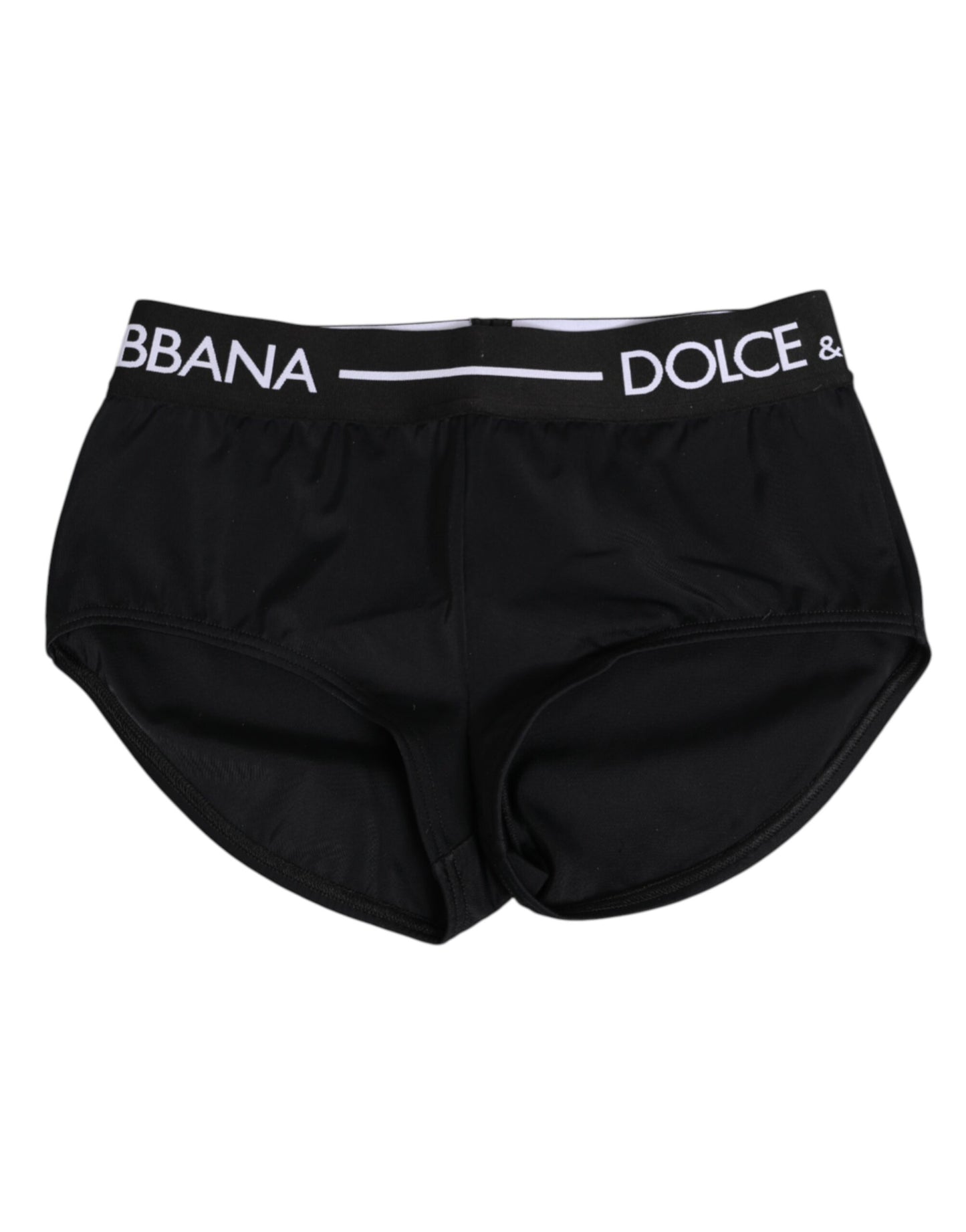 Calzoncillos bóxer cortos Dolce & Gabbana negros de nailon con logotipo en la cintura