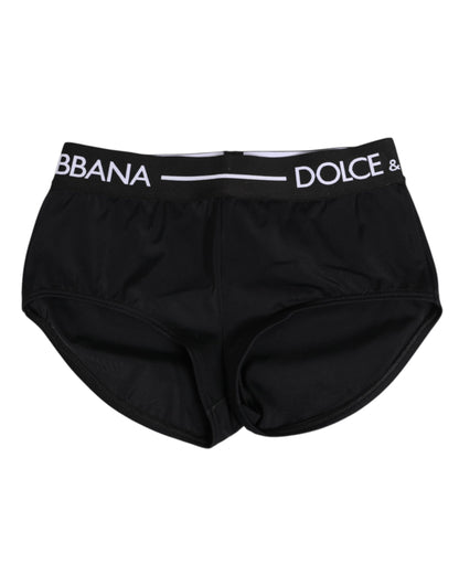 Calzoncillos bóxer cortos Dolce & Gabbana negros de nailon con logotipo en la cintura
