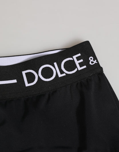 Calzoncillos bóxer cortos Dolce & Gabbana negros de nailon con logotipo en la cintura