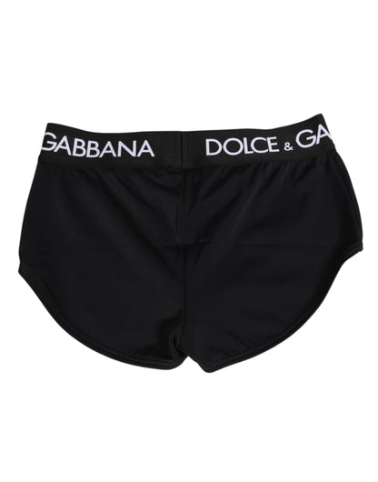 Calzoncillos bóxer cortos Dolce & Gabbana negros de nailon con logotipo en la cintura