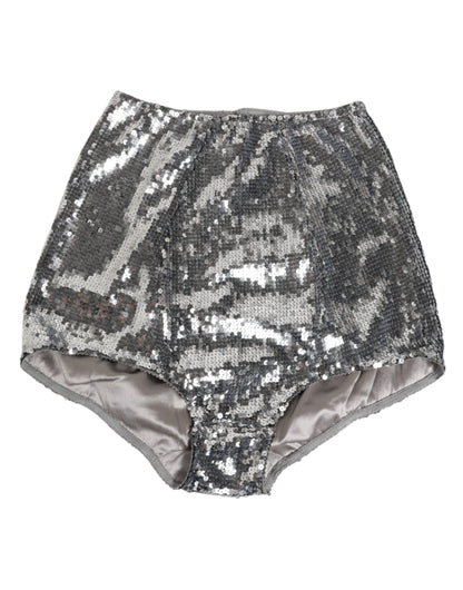 Ropa Interior Dolce & Gabbana de Nailon Plateado con Lentejuelas, Faja Braguita