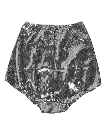 Ropa Interior Dolce & Gabbana de Nailon Plateado con Lentejuelas, Faja Braguita