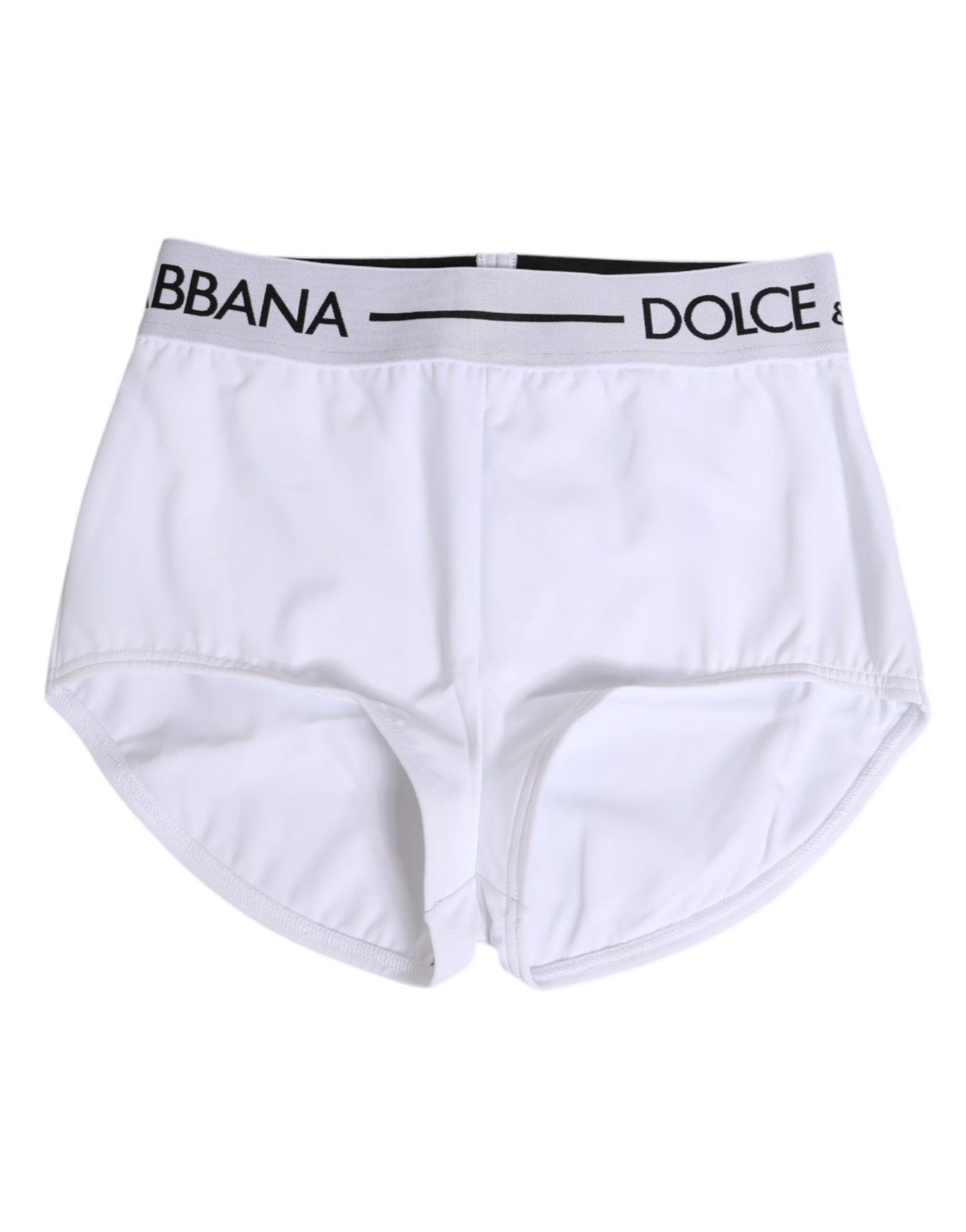 Ropa interior Dolce & Gabbana, shorts de nailon blanco con logotipo en la cintura