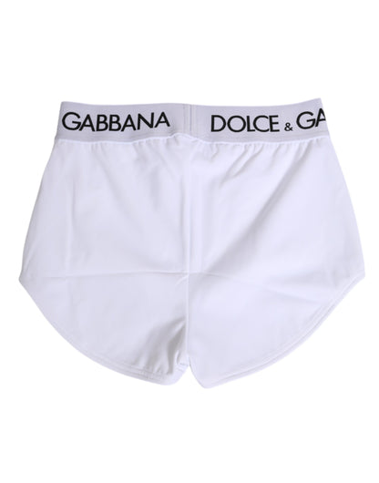 Ropa interior Dolce & Gabbana, shorts de nailon blanco con logotipo en la cintura