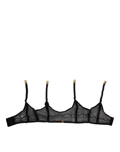 Ropa interior de liga con tiras de nylon de encaje floral negro de Dolce & Gabbana