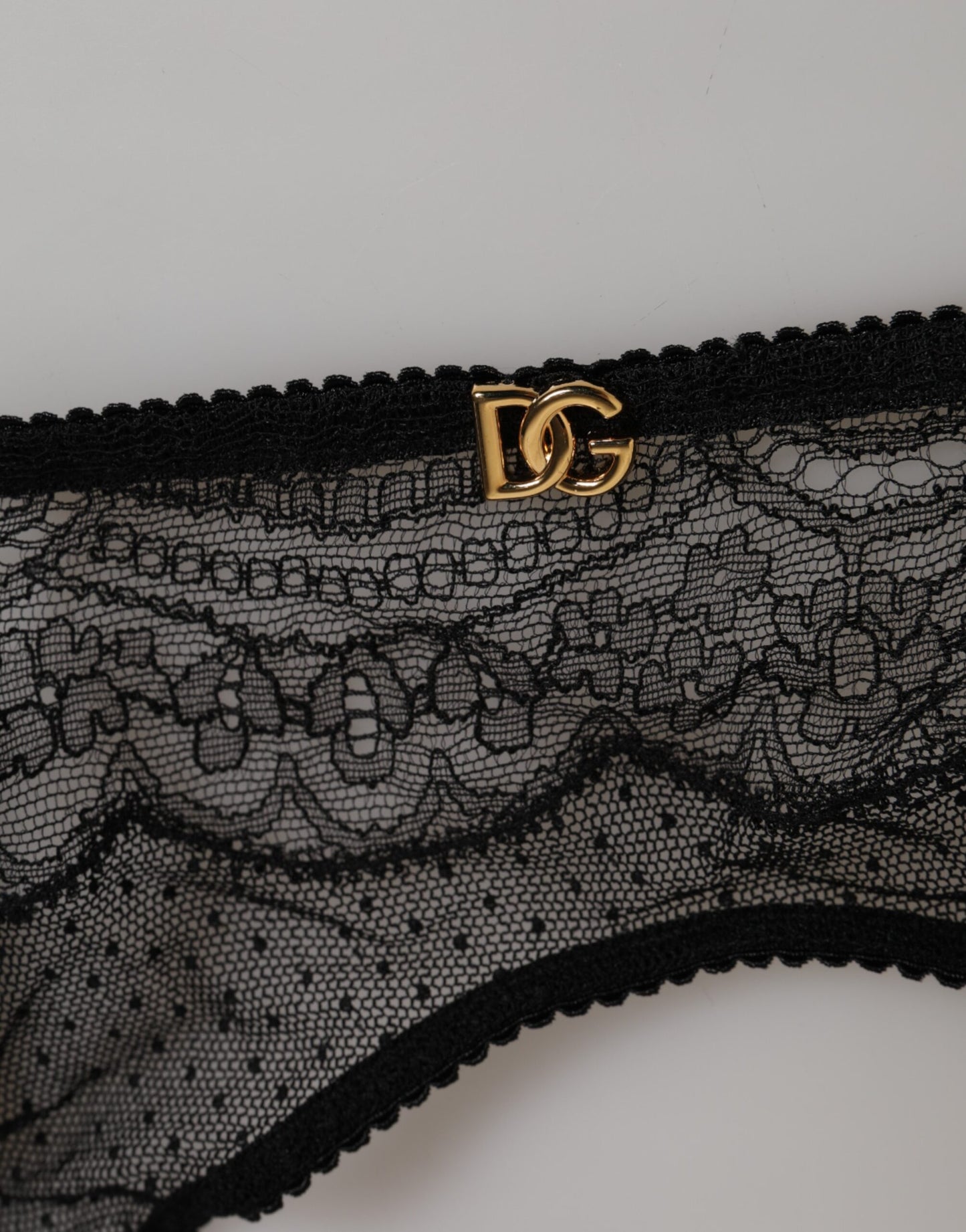 Ropa interior de liga con tiras de nylon de encaje floral negro de Dolce & Gabbana
