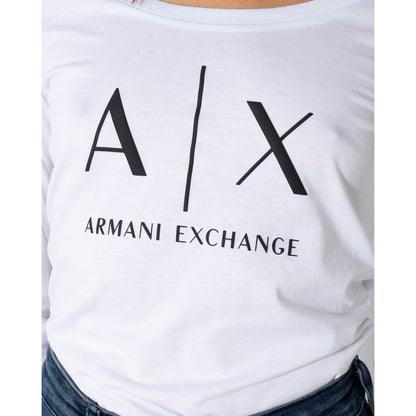 Camiseta de manga larga blanca de algodón Armani Exchange