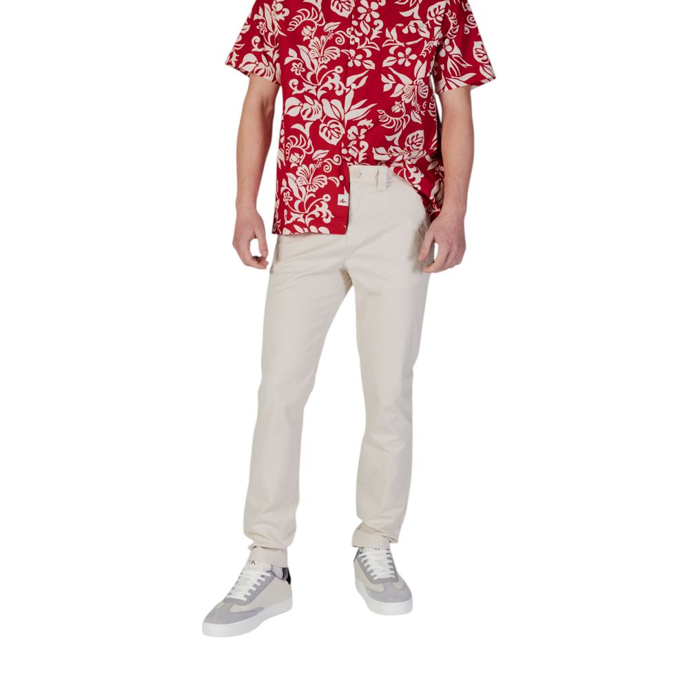 Pantalones ajustados Tommy Hilfiger de mezclilla beige de algodón