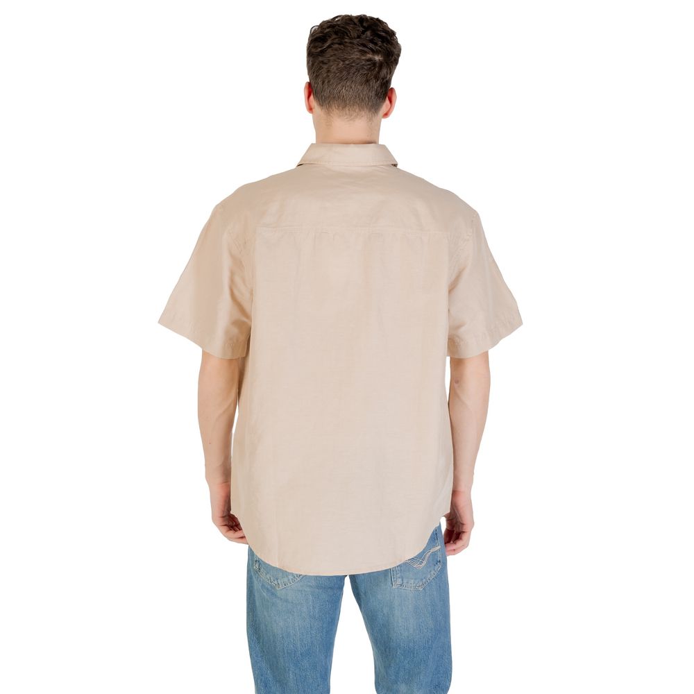 Camisa de lino de manga corta beige Calvin Klein Jeans