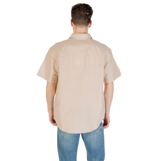 Camisa de lino de manga corta beige Calvin Klein Jeans
