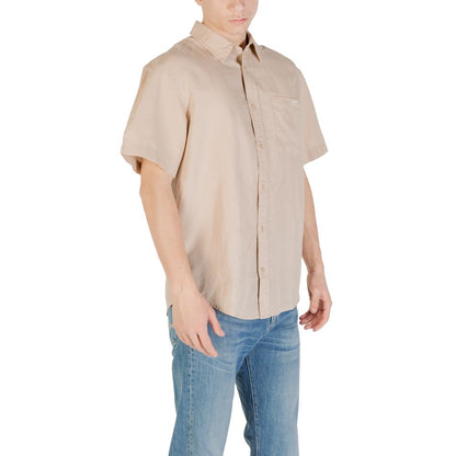 Camisa de lino de manga corta beige Calvin Klein Jeans
