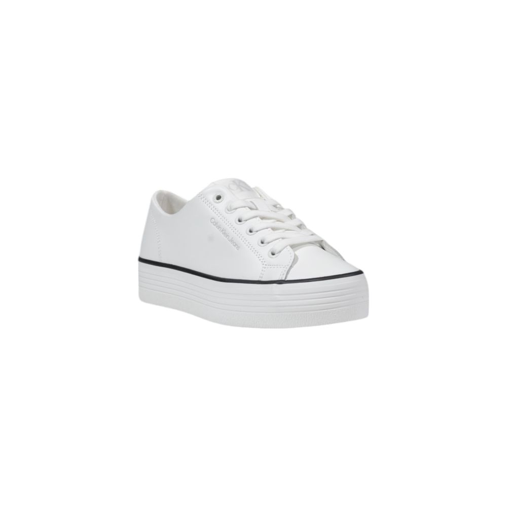 Zapatillas Calvin Klein Jeans de plataforma de cuero blanco y negro