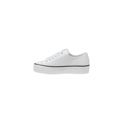 Zapatillas Calvin Klein Jeans de plataforma de cuero blanco y negro