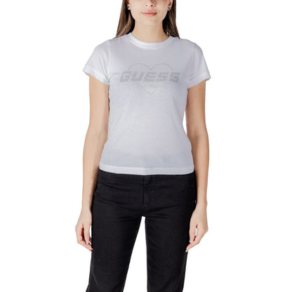 Camiseta de algodón blanco activo de Guess