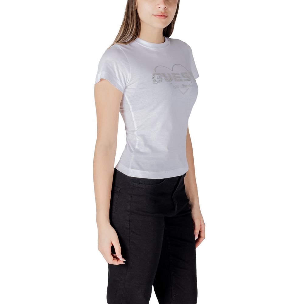 Camiseta de algodón blanco activo de Guess