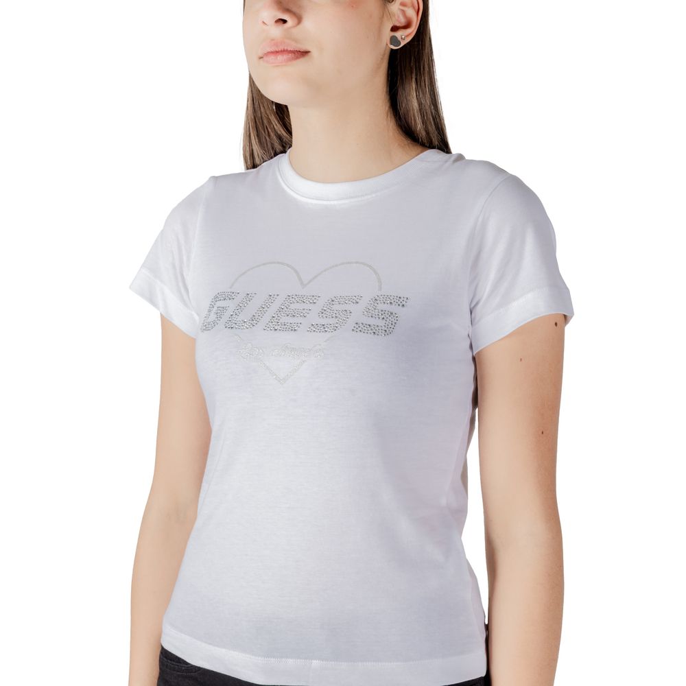 Camiseta de algodón blanco activo de Guess