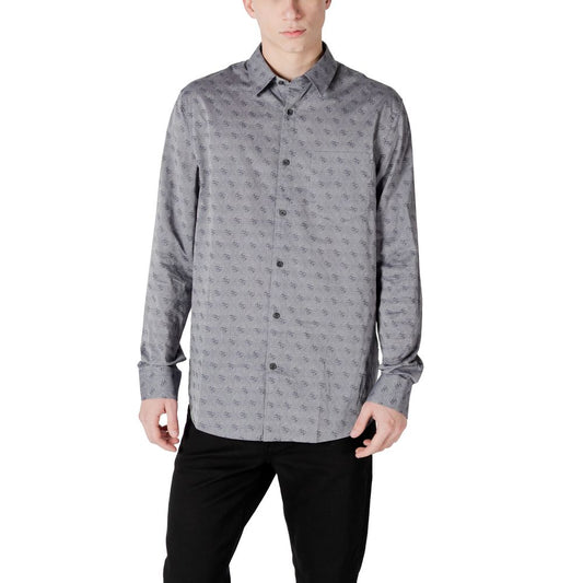 Camisa de vestir de algodón gris Guess