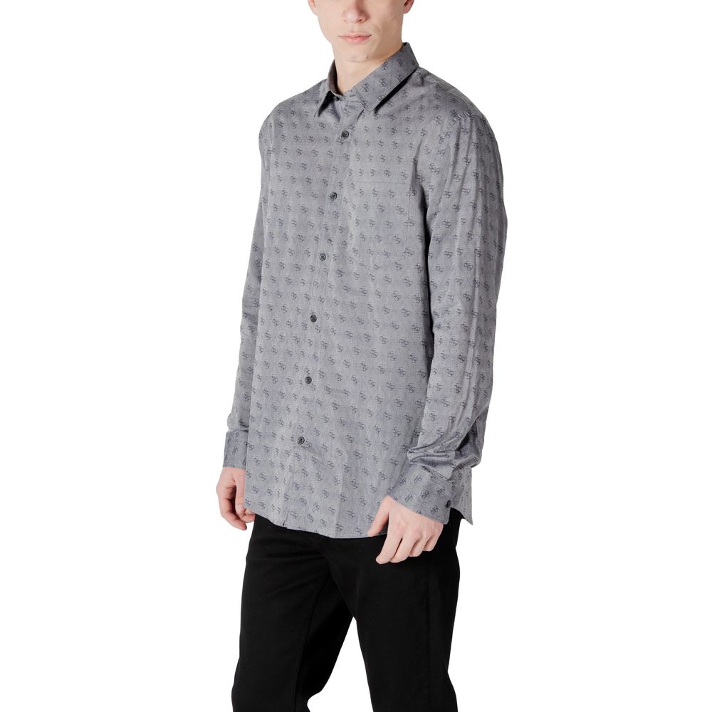 Camisa de vestir de algodón gris Guess