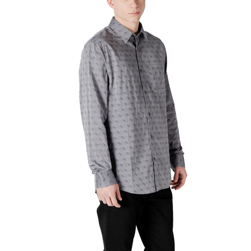 Camisa de vestir de algodón gris Guess