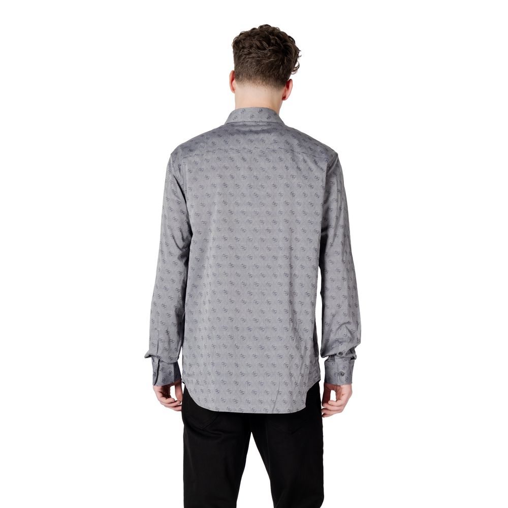 Camisa de vestir de algodón gris Guess