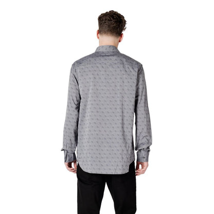 Camisa de vestir de algodón gris Guess