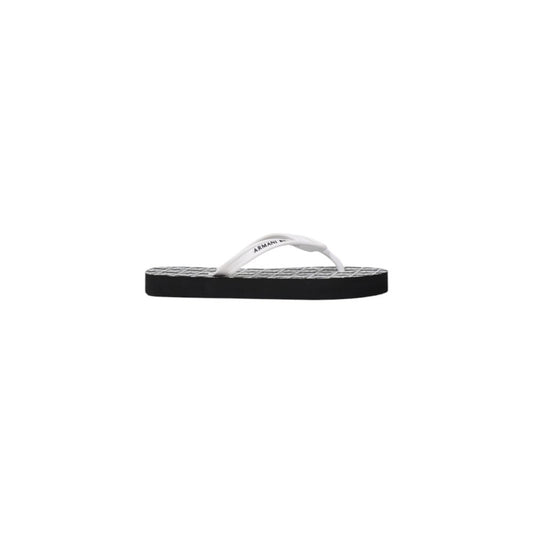 Sandales tongs en caoutchouc noires et blanches Armani Exchange