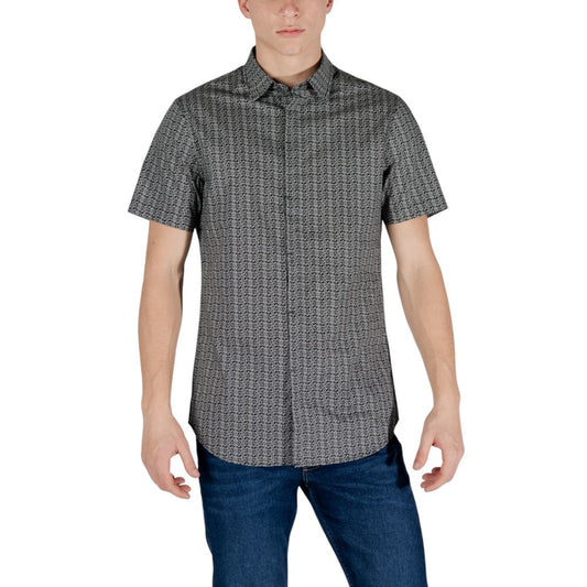 Camisa de manga corta de algodón negro Armani Exchange