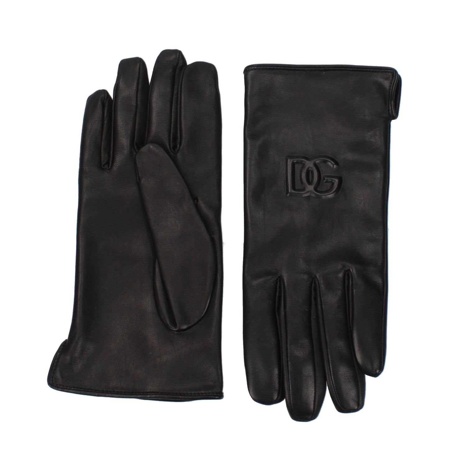 Gants En Cuir Noir Dolce & Gabbana - Design Structuré