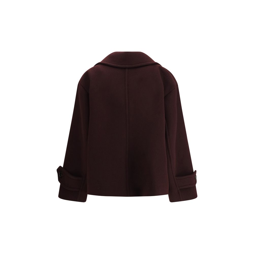 Chloé Burgundy Fleece Wool Coat with Thermal Insulation