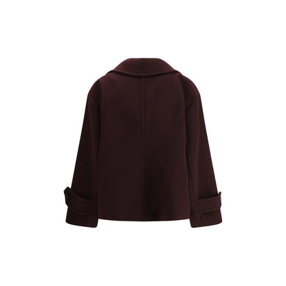 Chloé Burgundy Fleece Wool Coat with Thermal Insulation