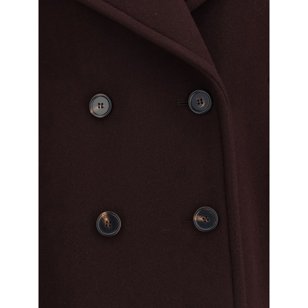 Chloé Burgundy Fleece Wool Coat with Thermal Insulation