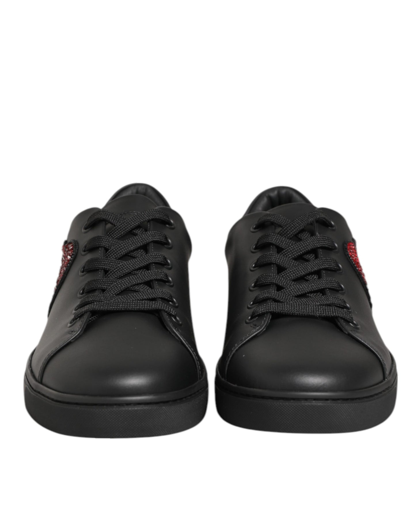 Zapatillas Dolce & Gabbana de cuero negro con corazón de cristal
