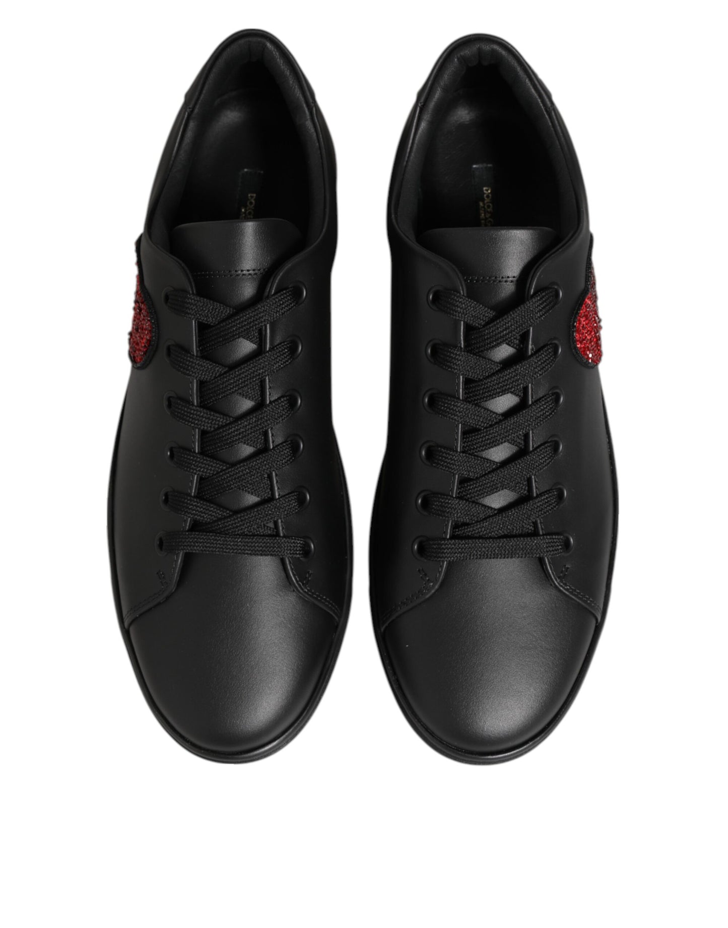 Zapatillas Dolce & Gabbana de cuero negro con corazón de cristal