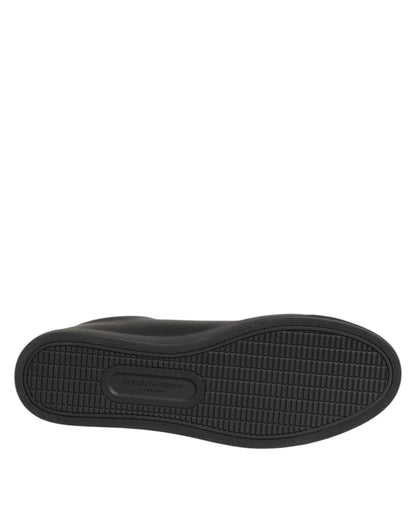 Zapatillas Dolce & Gabbana de cuero negro con corazón de cristal
