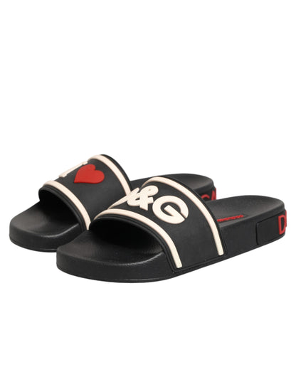 Sandalias de goma negras Dolce & Gabbana Zapatos para la playa