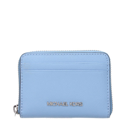 Porte-cartes en cuir bleu clair Michael Kors