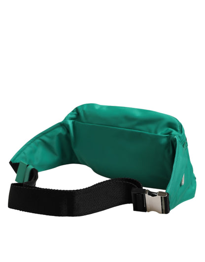 Sac banane Dolce & Gabbana en nylon vert avec plaque logo, sac à ceinture pour homme