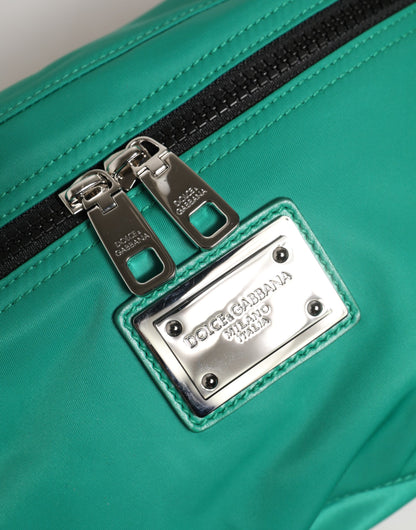 Sac banane Dolce & Gabbana en nylon vert avec plaque logo, sac à ceinture pour homme
