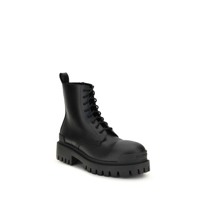 Bottes À Lacets En Cuir De Veau Noir Modèle Bos Taurus Balenciaga