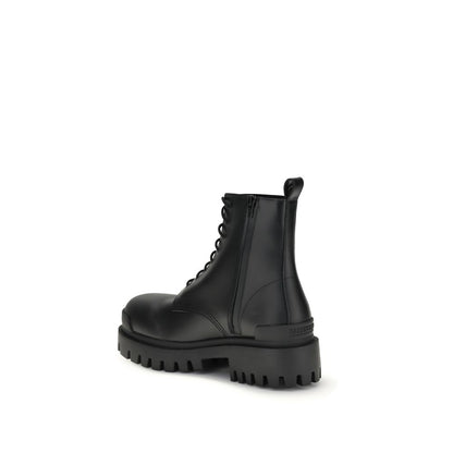 Bottes À Lacets En Cuir De Veau Noir Modèle Bos Taurus Balenciaga