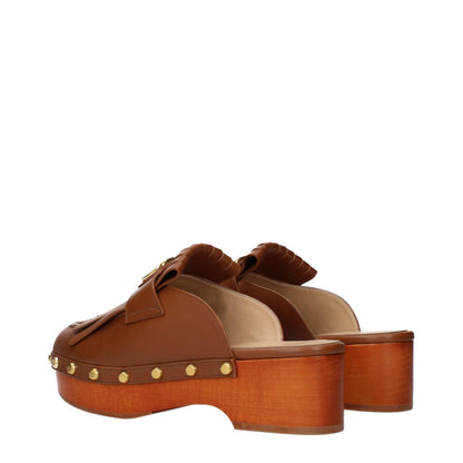 Pantuallas De Cuero Marrón Sin Cierre Valentino Garavani
