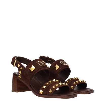 Sandalias Valentino Garavani de cuero marrón con correa