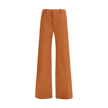 Chloé Flared Cotton Trousers in Brown